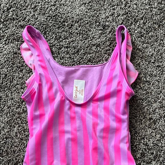 Pink Striped Ruffle Swimsuit - Picture 8 of 9